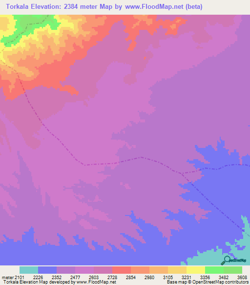 Torkala,Afghanistan Elevation Map