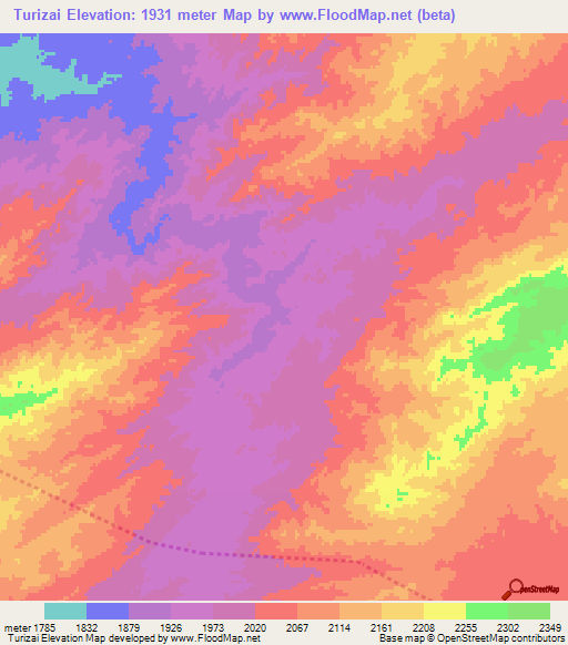 Turizai,Afghanistan Elevation Map