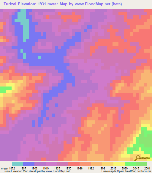 Turizai,Afghanistan Elevation Map