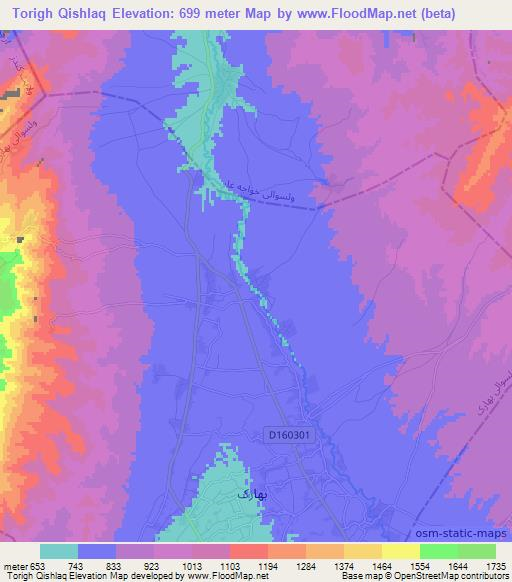 Torigh Qishlaq,Afghanistan Elevation Map