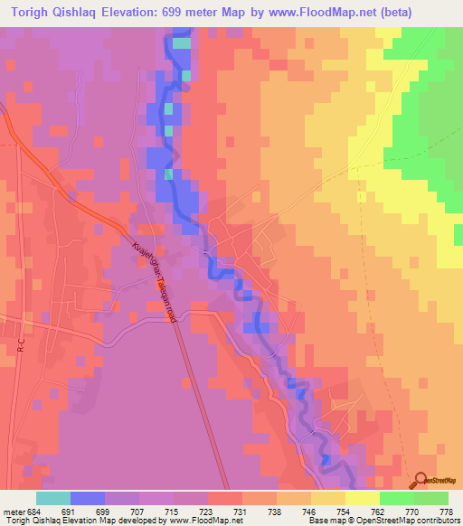 Torigh Qishlaq,Afghanistan Elevation Map
