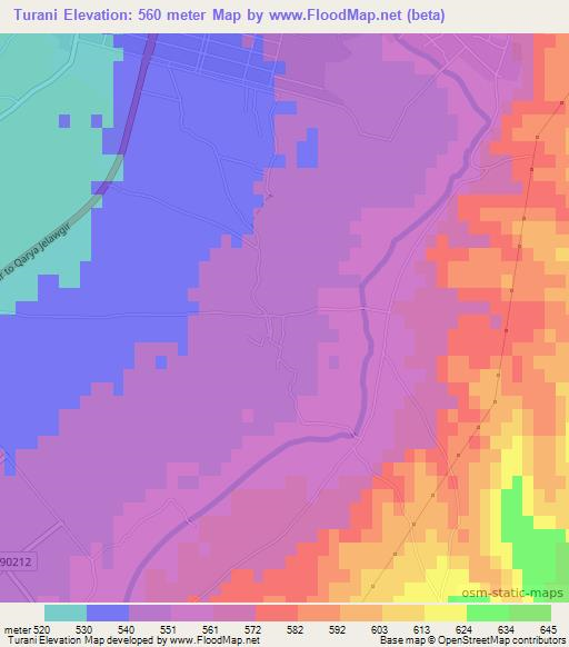 Turani,Afghanistan Elevation Map