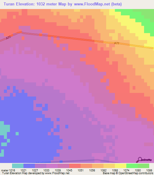 Turan,Afghanistan Elevation Map