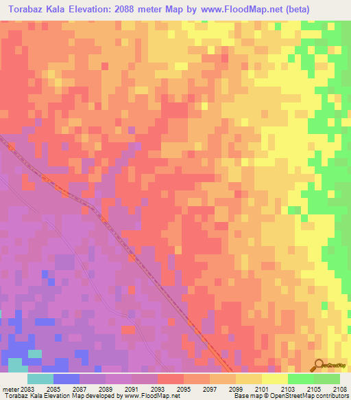 Torabaz Kala,Afghanistan Elevation Map