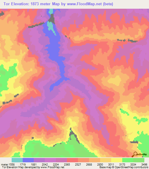 Tor,Afghanistan Elevation Map