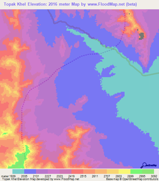 Topak Khel,Afghanistan Elevation Map