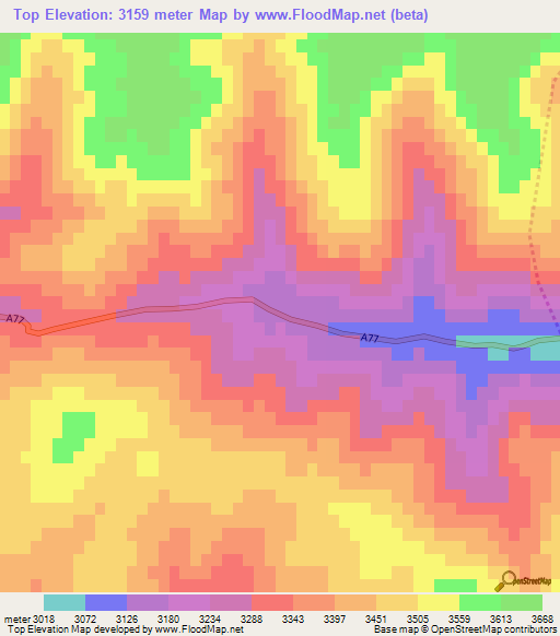 Top,Afghanistan Elevation Map