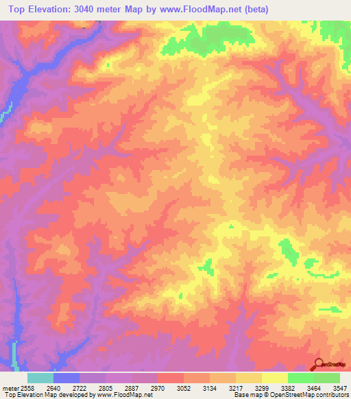 Top,Afghanistan Elevation Map