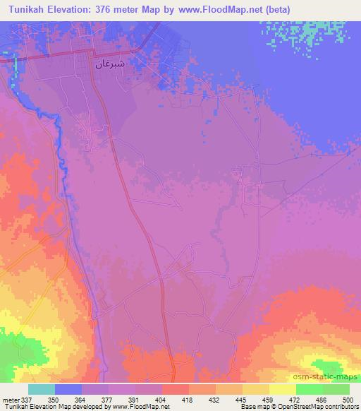 Tunikah,Afghanistan Elevation Map