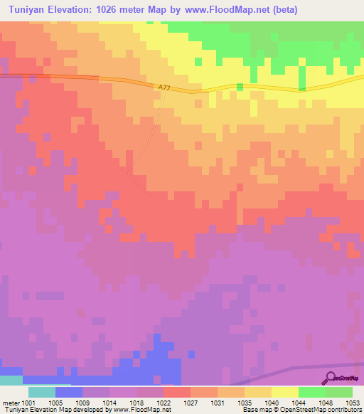 Tuniyan,Afghanistan Elevation Map