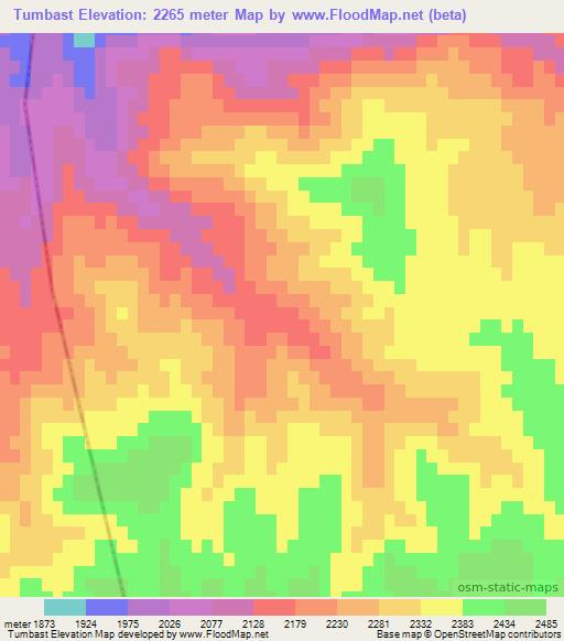 Tumbast,Afghanistan Elevation Map