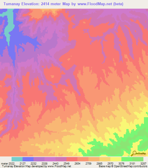 Tumanay,Afghanistan Elevation Map