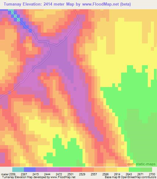Tumanay,Afghanistan Elevation Map