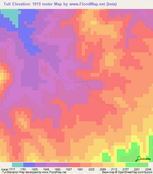 Tuli,Afghanistan Elevation Map