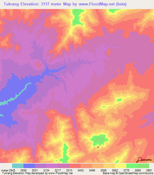 Tukrang,Afghanistan Elevation Map