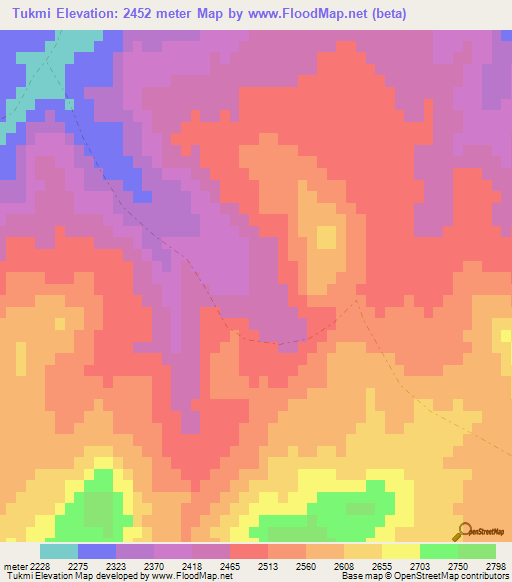 Tukmi,Afghanistan Elevation Map