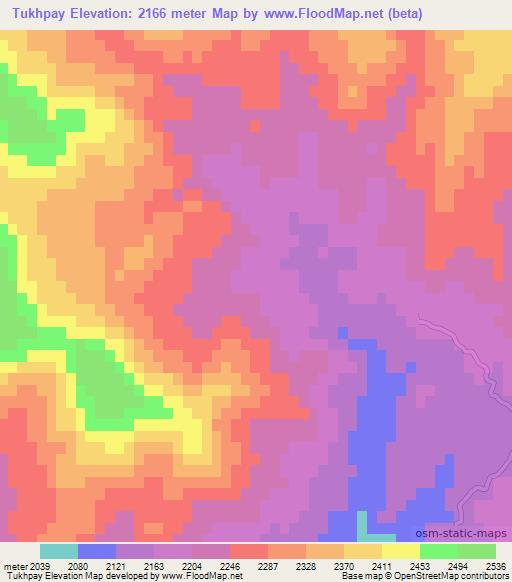 Tukhpay,Afghanistan Elevation Map