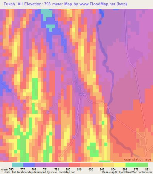 Tukah `Ali,Afghanistan Elevation Map