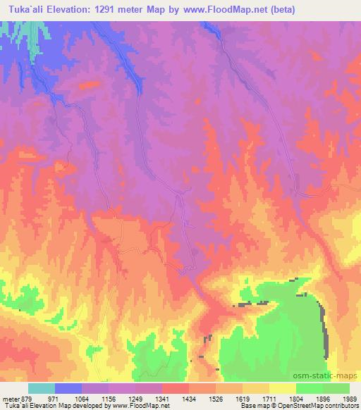 Tuka`ali,Afghanistan Elevation Map