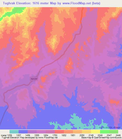 Tughrak,Afghanistan Elevation Map