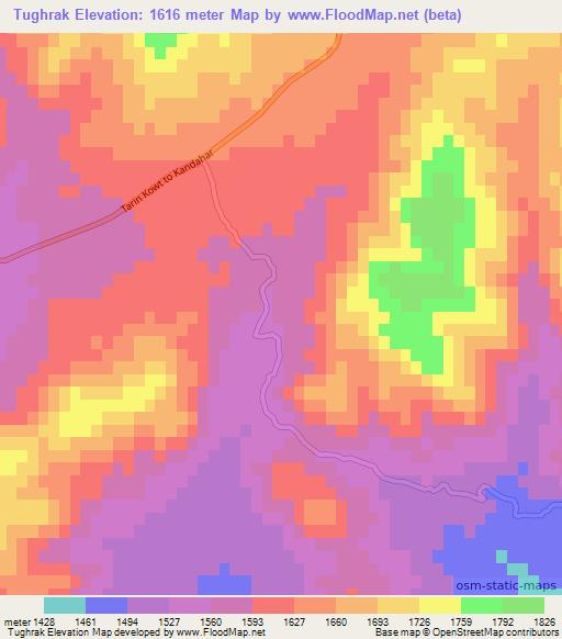 Tughrak,Afghanistan Elevation Map