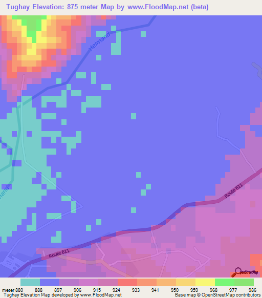Tughay,Afghanistan Elevation Map