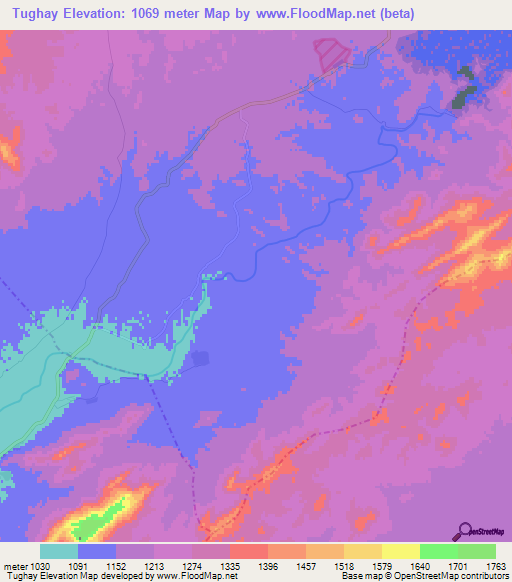 Tughay,Afghanistan Elevation Map