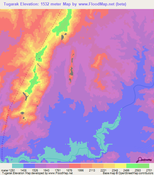 Tugarak,Afghanistan Elevation Map