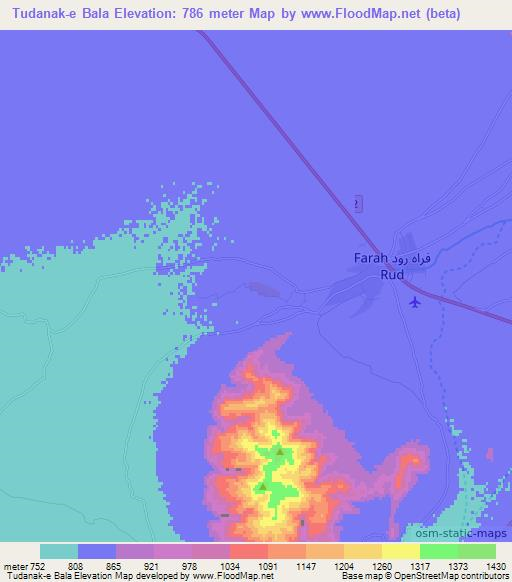 Tudanak-e Bala,Afghanistan Elevation Map