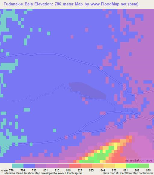 Tudanak-e Bala,Afghanistan Elevation Map