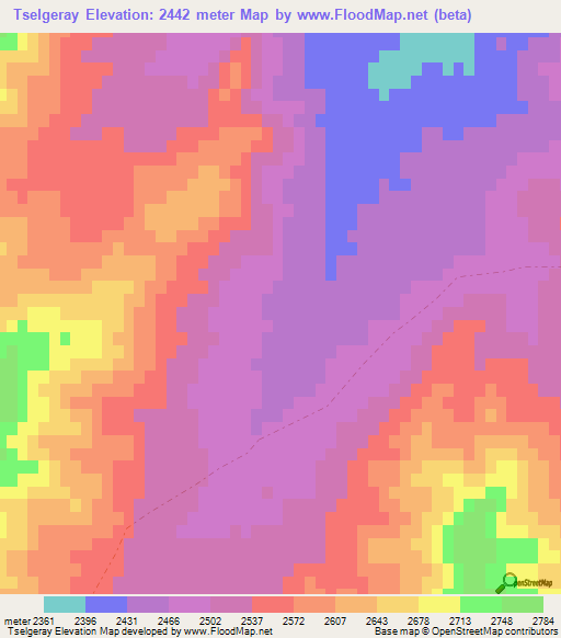 Tselgeray,Afghanistan Elevation Map