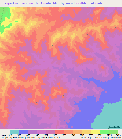 Tsaparkay,Afghanistan Elevation Map