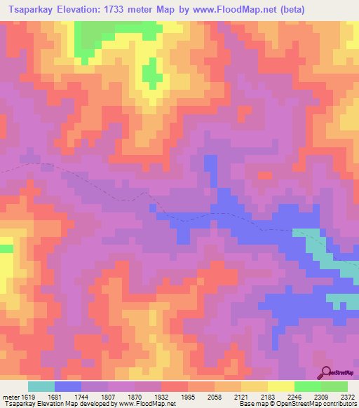 Tsaparkay,Afghanistan Elevation Map