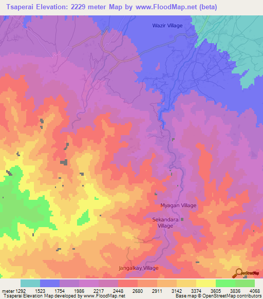 Tsaperai,Afghanistan Elevation Map