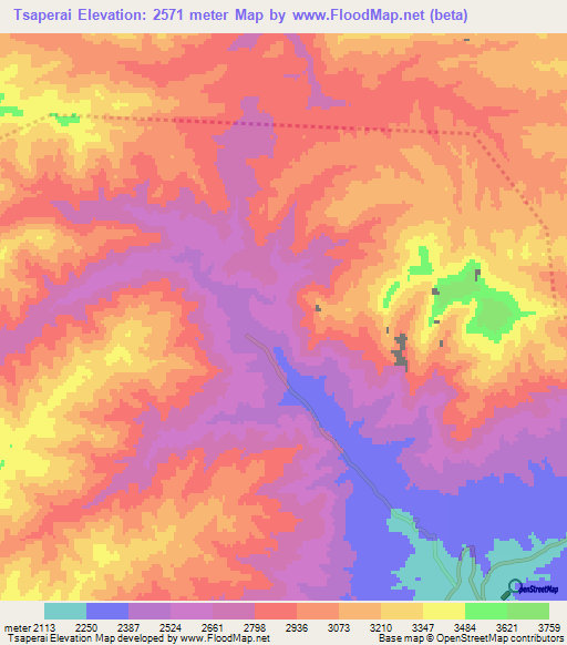 Tsaperai,Afghanistan Elevation Map