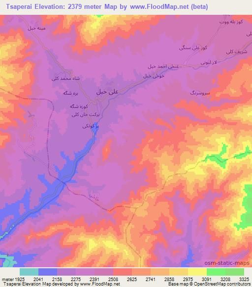 Tsaperai,Afghanistan Elevation Map