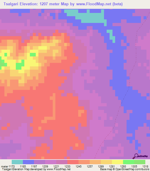 Tsalgari,Afghanistan Elevation Map