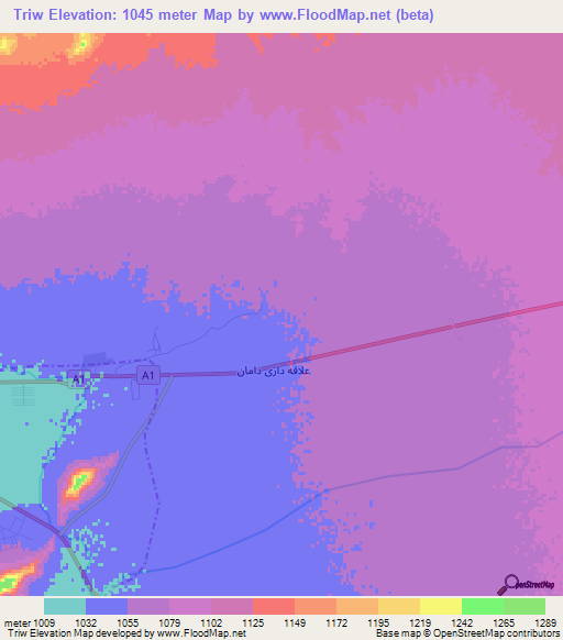 Triw,Afghanistan Elevation Map