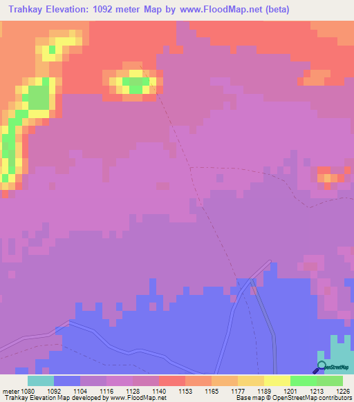 Trahkay,Afghanistan Elevation Map