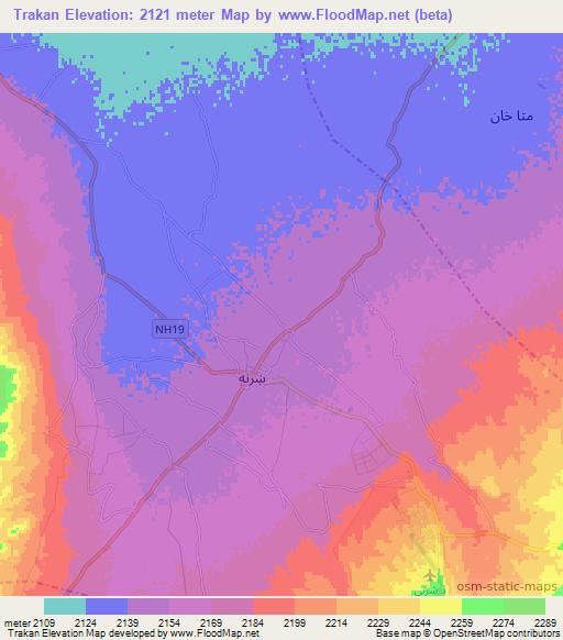 Trakan,Afghanistan Elevation Map
