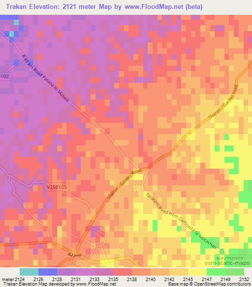 Trakan,Afghanistan Elevation Map