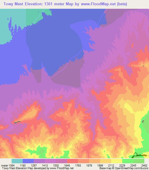 Towy Mast,Afghanistan Elevation Map