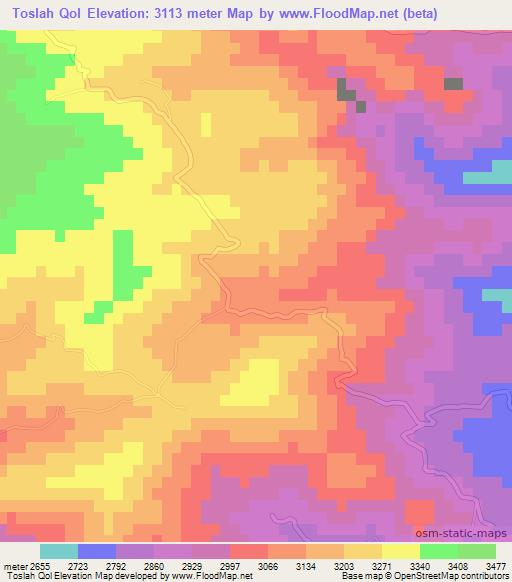 Toslah Qol,Afghanistan Elevation Map
