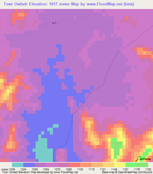 Towr Owbeh,Afghanistan Elevation Map