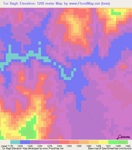 Tor Bagh,Afghanistan Elevation Map