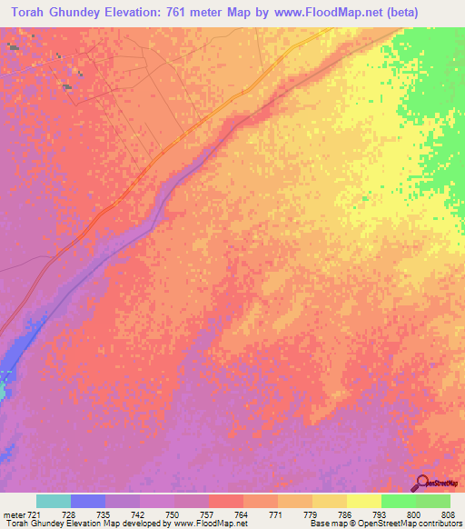 Torah Ghundey,Afghanistan Elevation Map