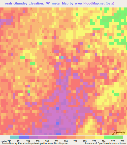Torah Ghundey,Afghanistan Elevation Map