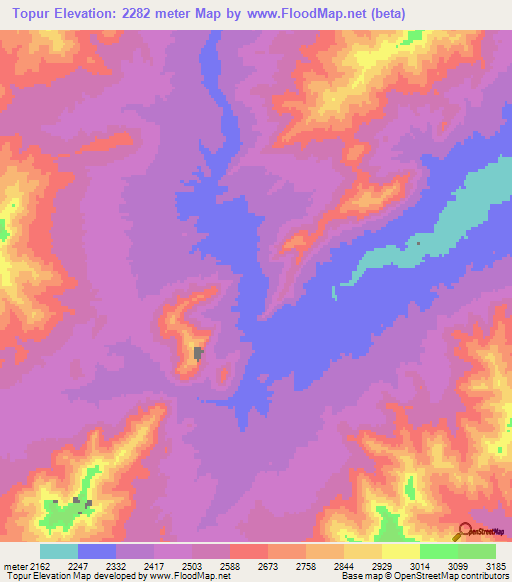 Topur,Afghanistan Elevation Map