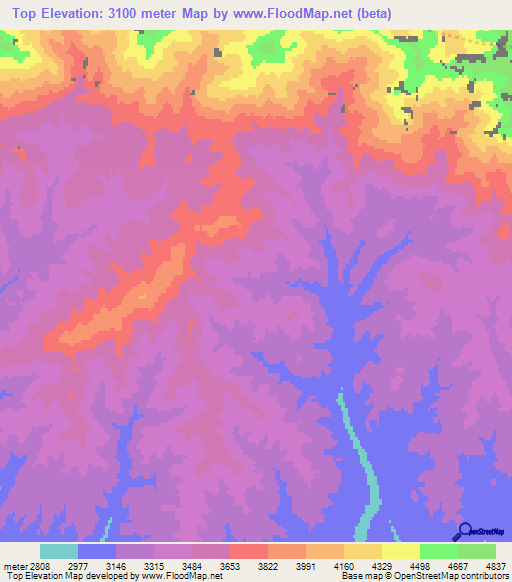 Top,Afghanistan Elevation Map