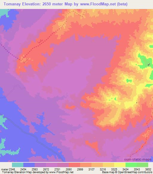 Tomanay,Afghanistan Elevation Map